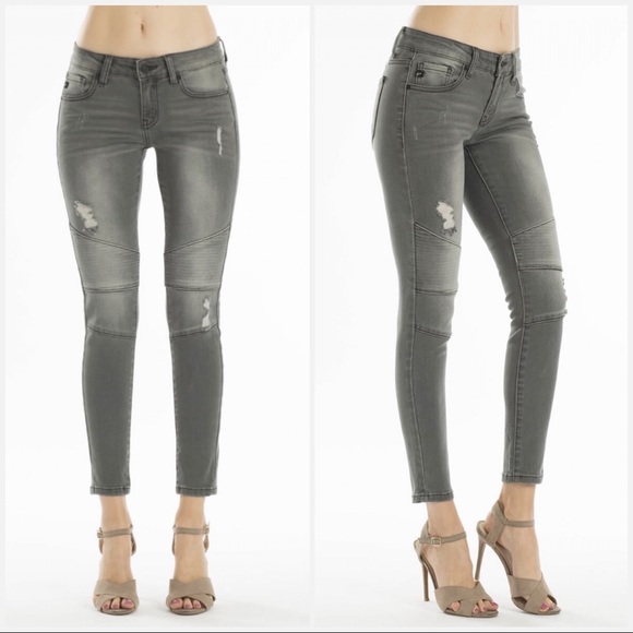 Last Sizes ‼️ Low Rise Light Gray Moto Jeans - Picture 4 of 7